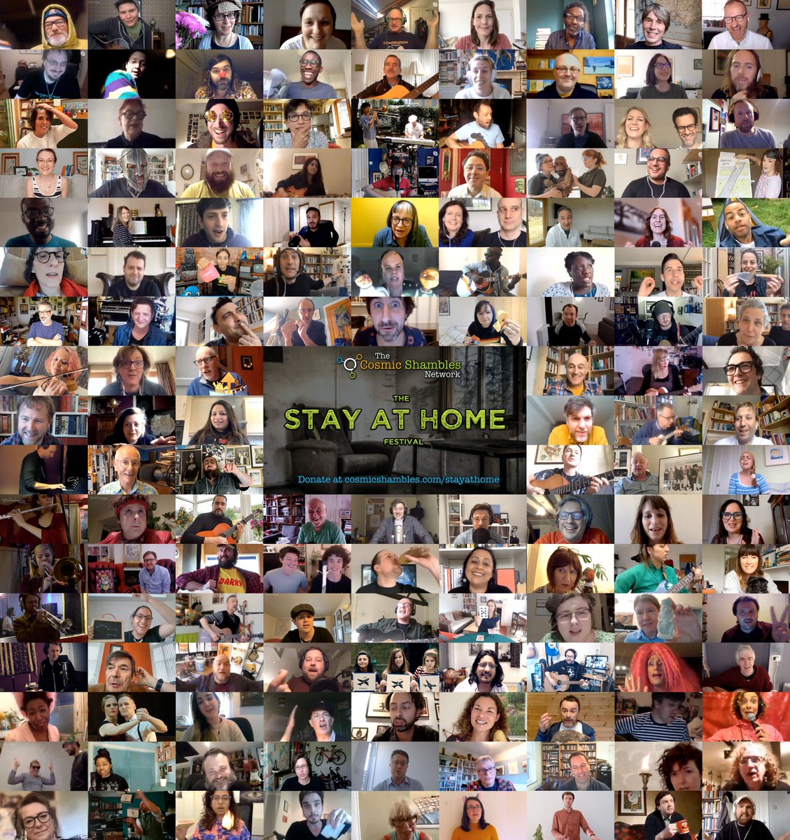 cosmicshambles's tweet photo. 7 wks ago @TrunkmanUK, @robinince, @JosieLong &amp; @melindarb wondered if they could, within just a few days, launch a daily live show with top guests to raise money, entertain &amp; inform during this pandemic. Think we've done ok so far #ShamblesStayatHomeFest https://t.co/jKZidzLDOM https://t.co/PIam1615TC