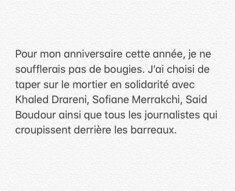 Hamdad Nadir Je Souhaite Un Joyeux Anniversaire A Tous Les Partisans De La Liberte De La Presse Pour Mon Anniversaire Cette Annee Je Ne Soufflerais Pas De Bougies