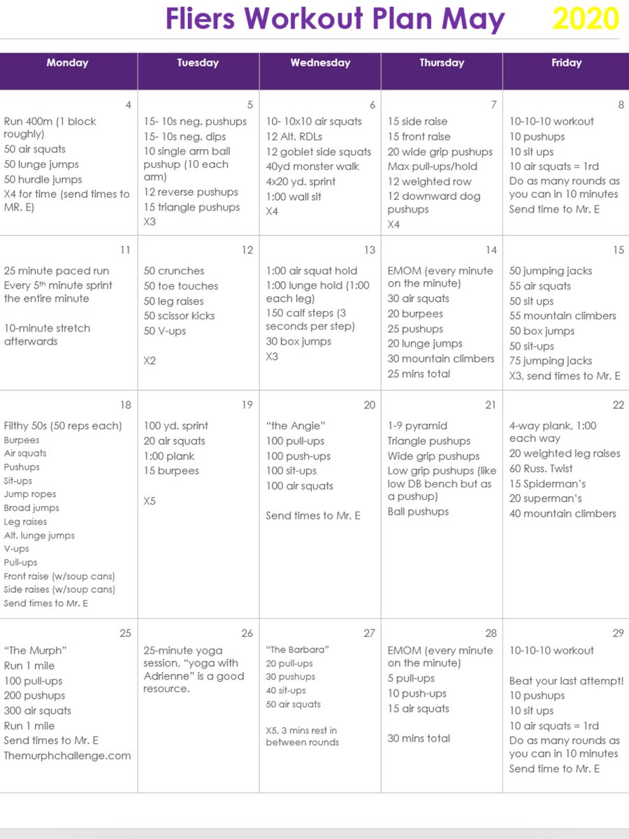 FliersSS's tweet image. Here is the May workout!!! Should be a great month of workouts! Stay active! #getbetter #fliers #strengthandspeed
