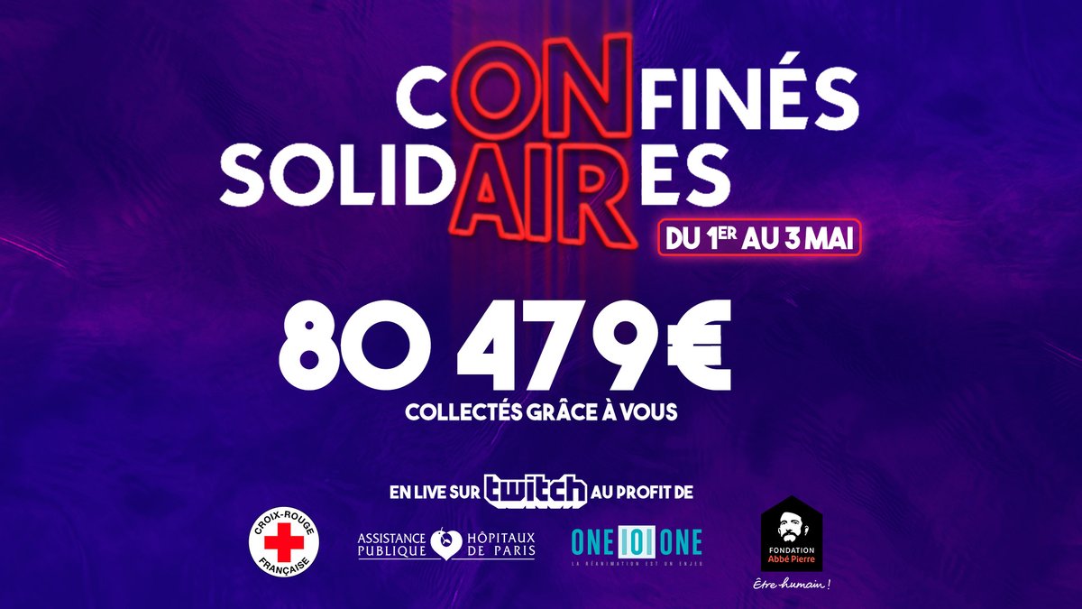 ONAIR_Event's tweet photo. À moins de 40min de la fin des #ConfinesSolidaires, votre engouement ne faiblit pas et permet à la cagnotte de dépasser les 80 000€ donc MERCI ❤️

https://t.co/92LXT7gafX https://t.co/6mCUNwOUl5