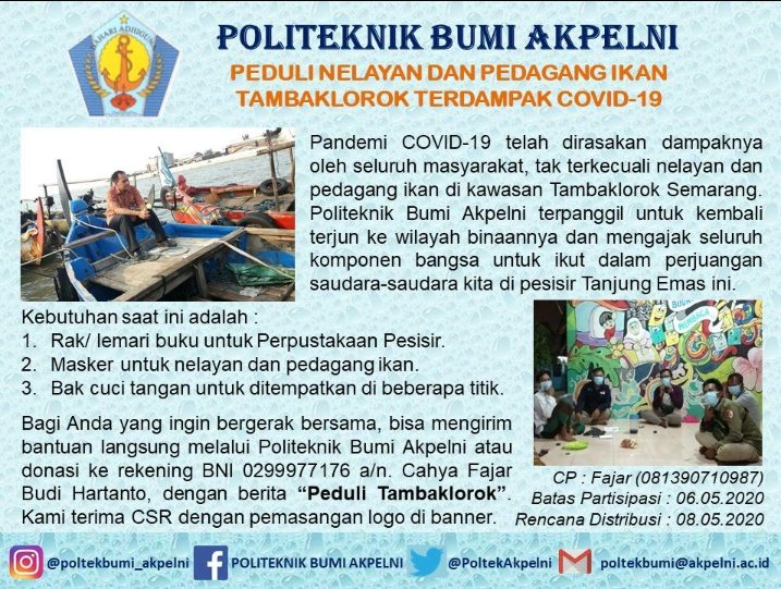 KomunitasAsaEdu's tweet photo. Mari berdonasi bersama @PoltekAkpelni untuk membantu masyarakat pesisir di Kota Semarang --- https://t.co/1nx4Te4qIb