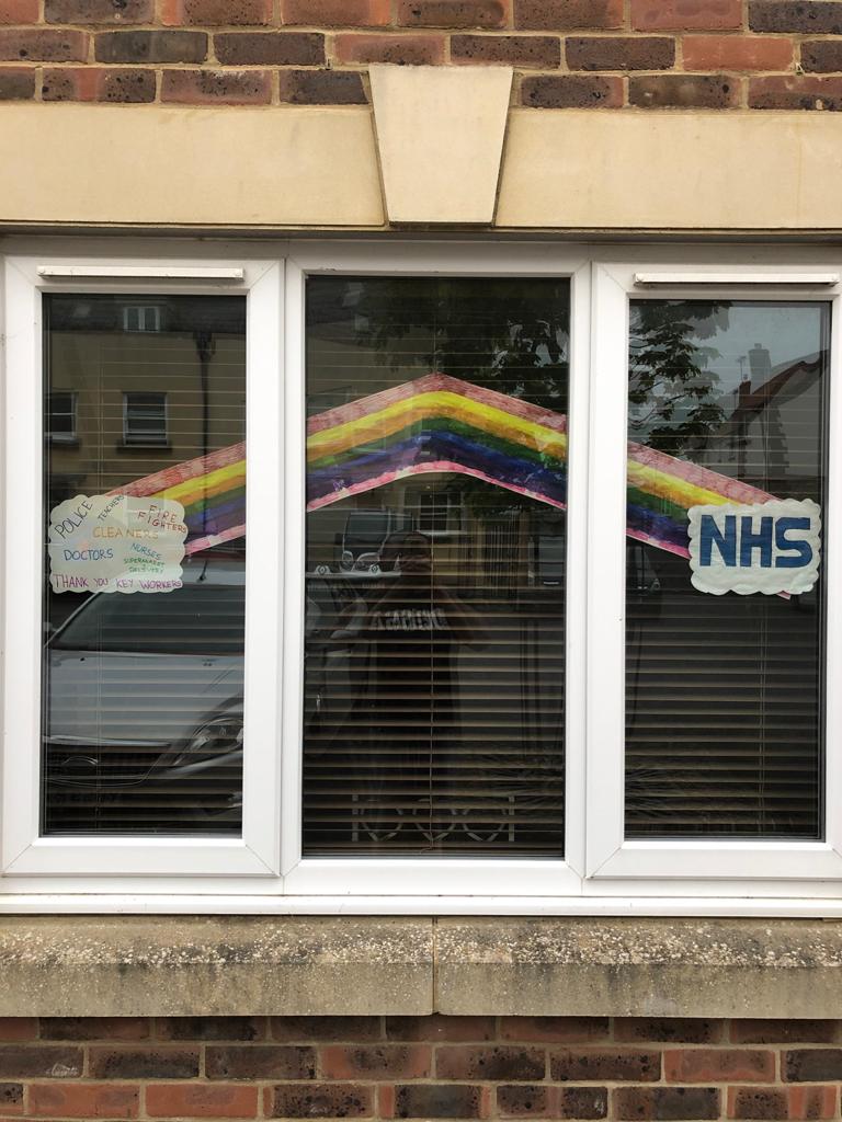 So a fellow key workers daughter spent her entire day creating this beautiful 🌈 for us today. Thank you so much Lily <a href="/thechin69/">Paul Rogers</a> 💙❤️💚#nhs #keyworkers