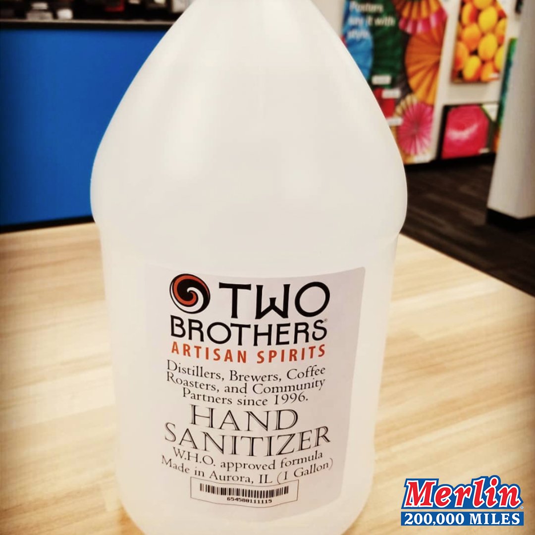 MerlinAutoCare's tweet photo. Thank you to @TwoBrothersBeer for helping us keep our team and customers safe as an essential business.
.
.
#twobrothersbrewing #merlin #autorepair #safetyfirst #merlin200000miles #HandSanitizer https://t.co/yxckvKnd4U