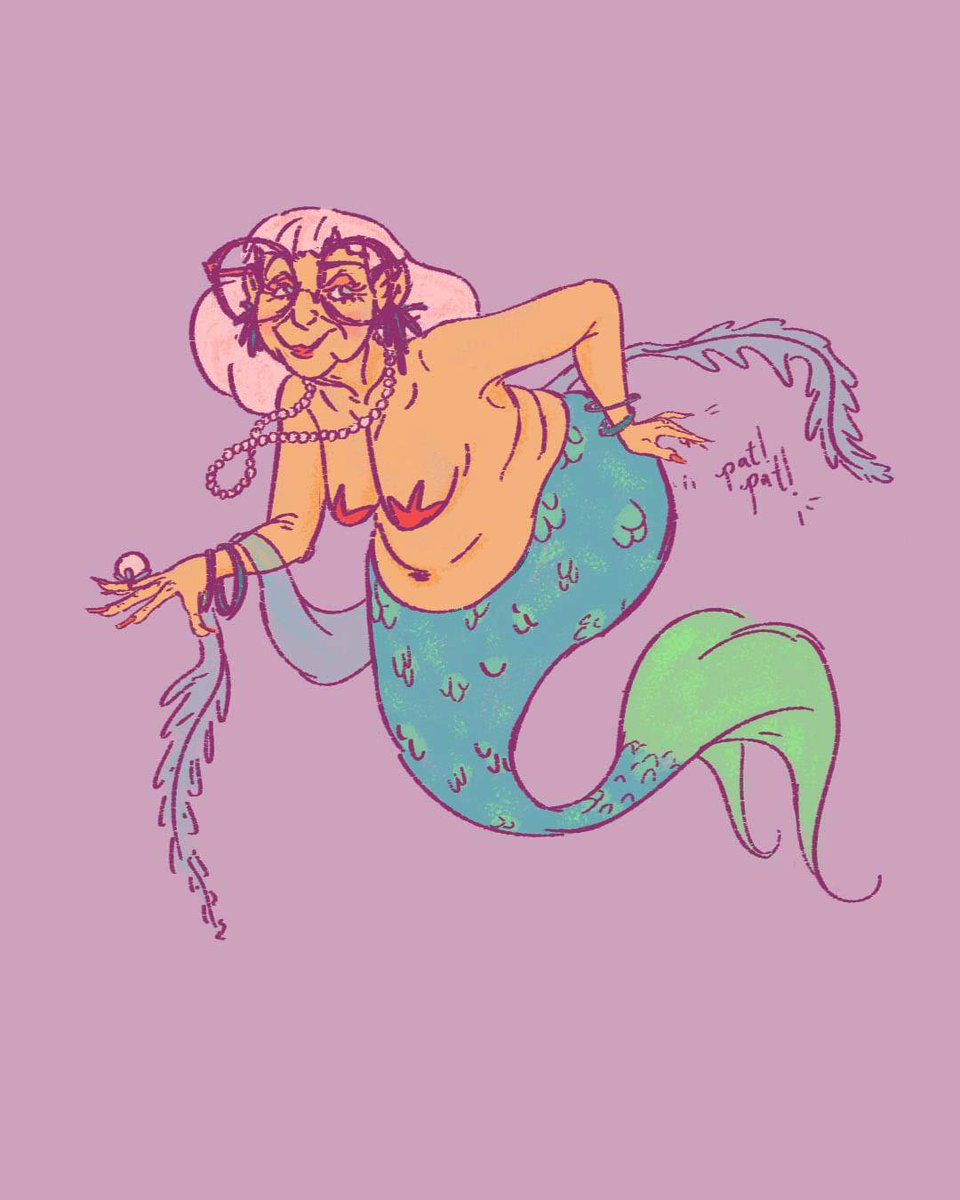 Happy MerMay!!! Fran be flaunting her stuff for  some fine fellow hopefully to be seen soon! 
.
#mermay2020 #mermay #mermaid #mermaid2020 #characterdesign #character #drawing #draw #sketch #old #oldpeople #digitalart #digital #photoshop #cintiq