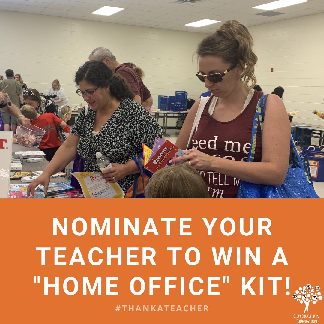 CEFClay's tweet photo. In honor of Teacher Appreciation Week, we’re giving away “Home Office” kits to Clay teachers!

Help us “thank a teacher” by nominating your favorite teacher(s) below for a chance to win. 

We’ll be drawing THREE names EVERY DAY! #ElevateClay #OneClay https://t.co/ub5luSORkd