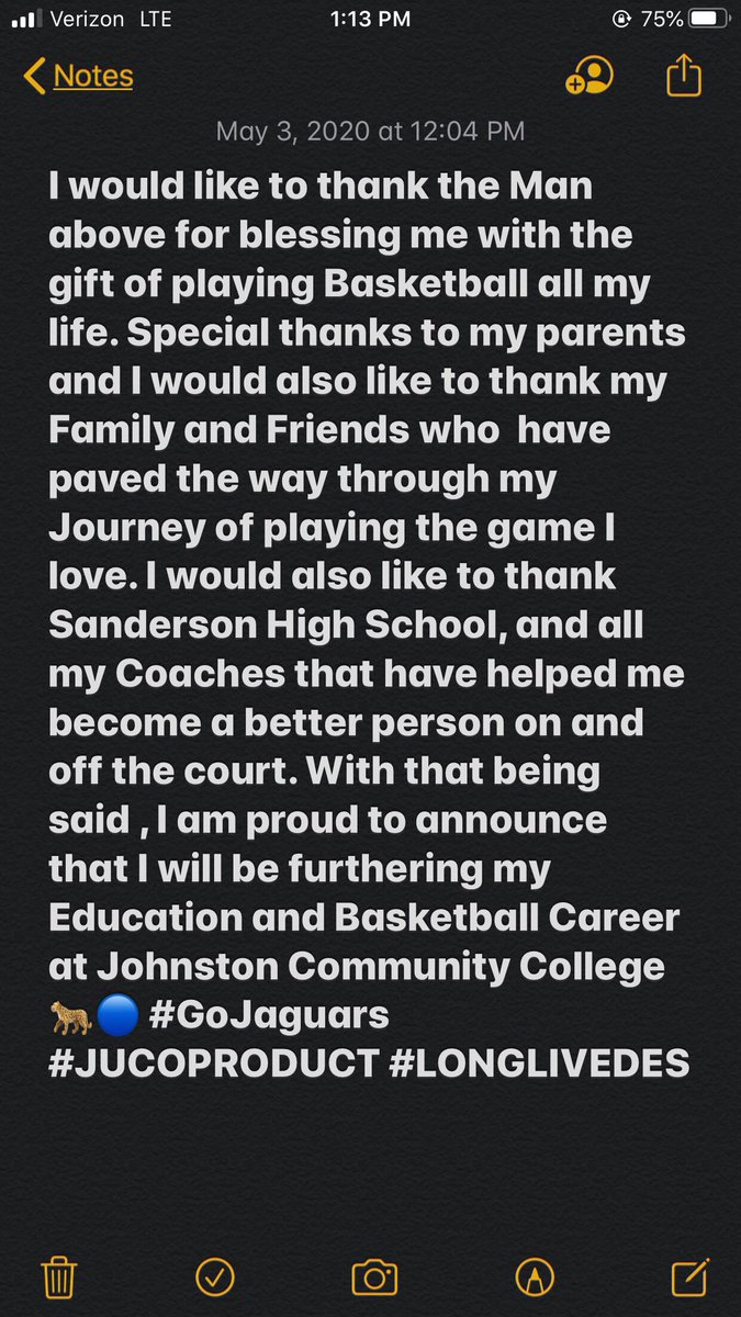thanks to the man above for everything 🖤 #LongLiveDes <a href="/CoachJayCreecy/">Jay Creecy</a> <a href="/TeAmSmittyCTE/">Marq Smith</a> <a href="/JCCNCAthletics/">Johnstoncc Athletics</a>
