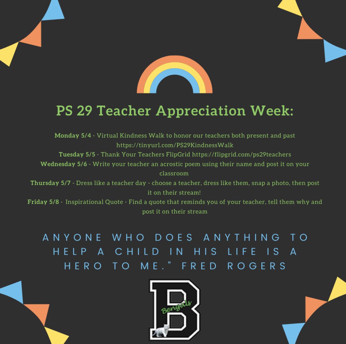This week we celebrate some of our everyday heroes 💚⭐️💜⭐️ #thankateachernyc ☑️ Help us to thank our #PS29 teachers both present and past each day this week. #ThankYou #StaySafe