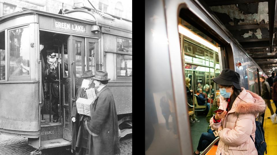 Forbes's tweet photo. See history repeat itself with images of the Spanish Flu and COVID-19 outbreaks: https://t.co/wIjs4OwuyX https://t.co/r7Iljn1i08