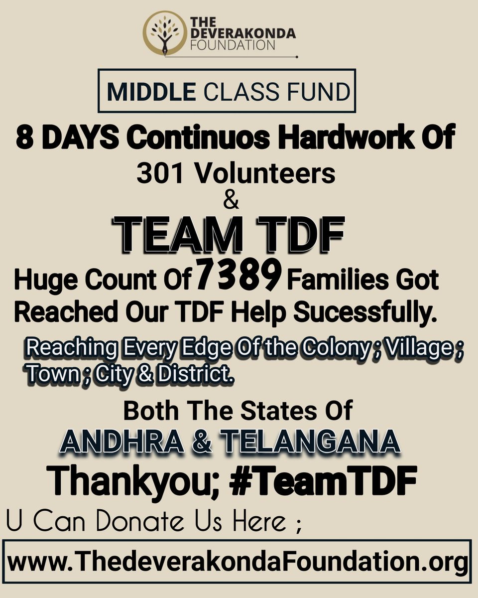 ManFriday420's tweet photo. 301 Online Volunteers 💪
& Strongest #TeamTDF .
In The Presence Of Our king #VijayDeverakonda 💖.
@DeverakondaFdn Is Striving Hard To Serve Needy....
Massive Count Of 7389 Families are Happy In 8 Days Of Hard Work. 🙏
Hatsoff To All.
U Can Donate Us In the below mentioned Site. https://t.co/5wpomrGeZZ