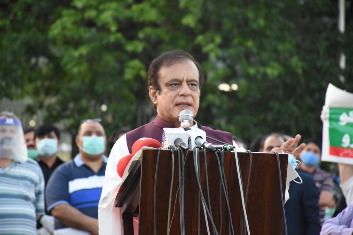 GovtofPakistan's tweet photo. Federal Minister for Information and Broadcasting @shiblifaraz addressing the participants of a media workers sit-in in front of the Parliament House, Islamabad. https://t.co/CxZFRUbGOo
