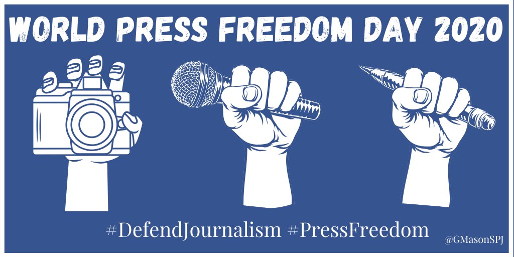 GMasonSPJ's tweet image. On this #WorldPressFreedomDay, we honor those who have lost their lives in pursuit of the truth and pause to reflect on the critical role journalists play in serving the public. Remember to thank a fellow journalist today and every day. #DefendJournalism #PressFreedom