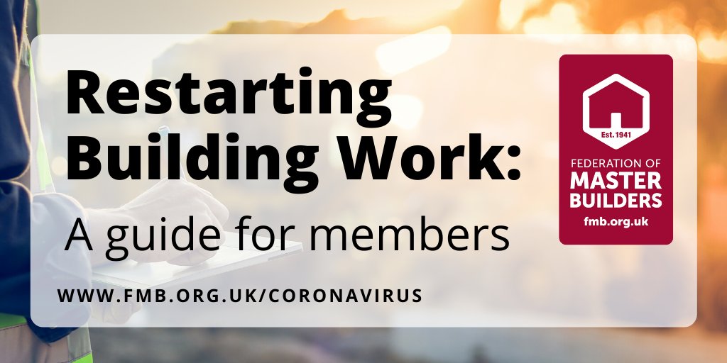 fmbuilders's tweet image. Our guidance on restarting a #building project aims to help our members &amp;amp; their clients to prepare to return to work safely when the time is right. Read our guide here: bit.ly/2KOWCFU #construction #coronavirus #COVID19 #BuildBetter