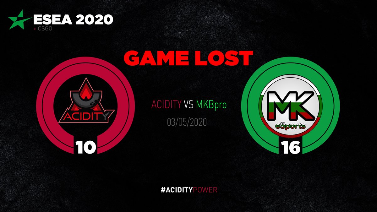 AcidityTeam's tweet photo. Nous nous inclinons malheureusement 10 à 16 face à #MKBpro (@Bpro_gaming) sur Overpass😪

Le début de saison est difficile, mais nous allons nous reprendre et revenir plus fort ! 👊🏻

See you soon... 

#AcidityPower ❤️🖤 https://t.co/hPcftsnTTA