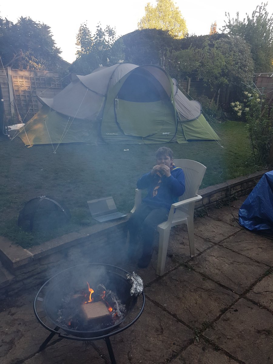 Colster1010's tweet photo. Thanks for organising. James (warrington 6th) had a great time making flags, pizza, camping out and taking part #VirtualCuBe2020 https://t.co/djbwyZINzz