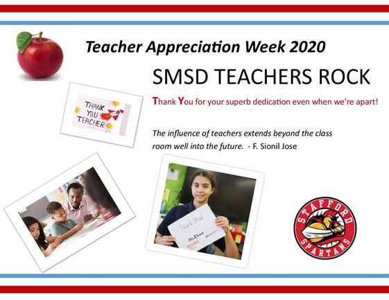 Celebrate Teacher Appreciation Week May 4th-8th! SMSD Teachers- THANK YOU for your SUPERB DEDICATION even when we’re apart! 🍏 
#weloveourteachers ❤️
