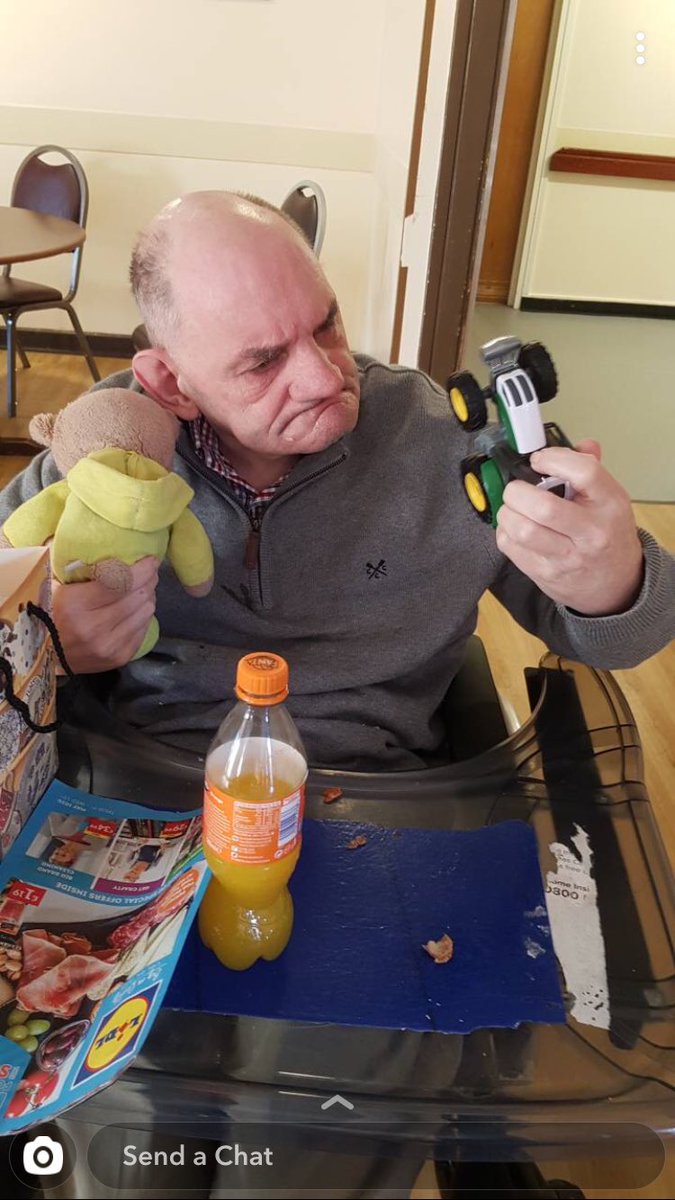 MBreenSmyth1's tweet photo. It takes a lot more than a pandemic to keep our man Seamus Smyth in Castlehill Nursing Home from his tractors and his sausage and chips. #SisterDuties #SocialDistanceDelivery #LockdownTreats https://t.co/Xpfr2V7n2o