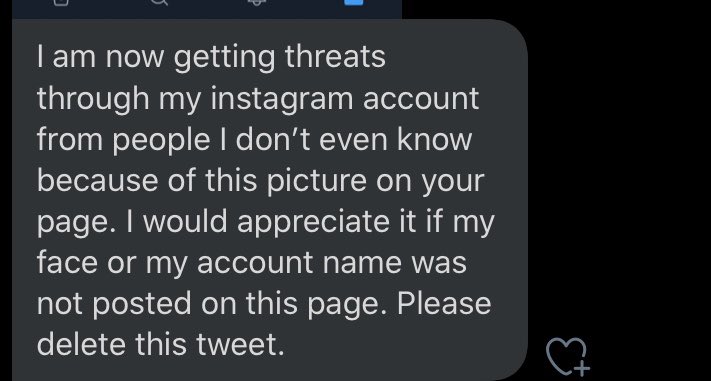 NCrapistEXPOSED's tweet photo. You guys are going to ruin something that is helping a lot of women get things off their chest. STOP THREATENING AND HARASSING PEOPLE. I don’t care what they did when you threaten and harass them you’re just as shitty as they are https://t.co/LHVJ0PHeUi
