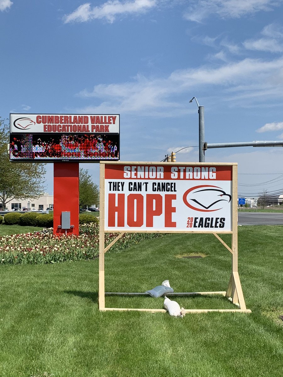 Hey <a href="/FlyCVEagles/">Cumberland Valley High School</a> Class of 2020, we have something new for the campus entrance!  Thanks to the Massons, Lucas’, and other parents who made it happen!  #UntilWeCantWeWill