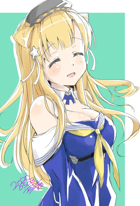 #艦これ版深夜の真剣お絵描き60分一本勝負
#艦これ版真剣お絵描き60分一本勝負_20200503
#フレッチャー
「わたくし 頑張りますね!」 