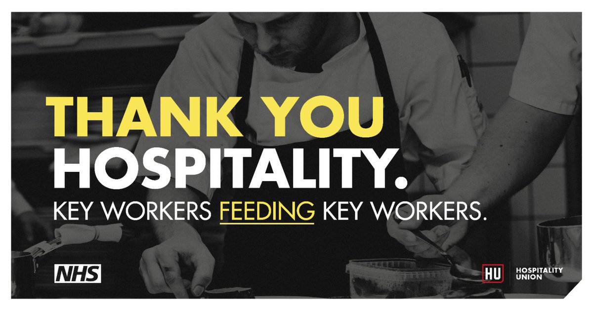 THANK YOU to the thousands of people still working in hospitality who are preparing millions of meals each week, most of them free for key workers.