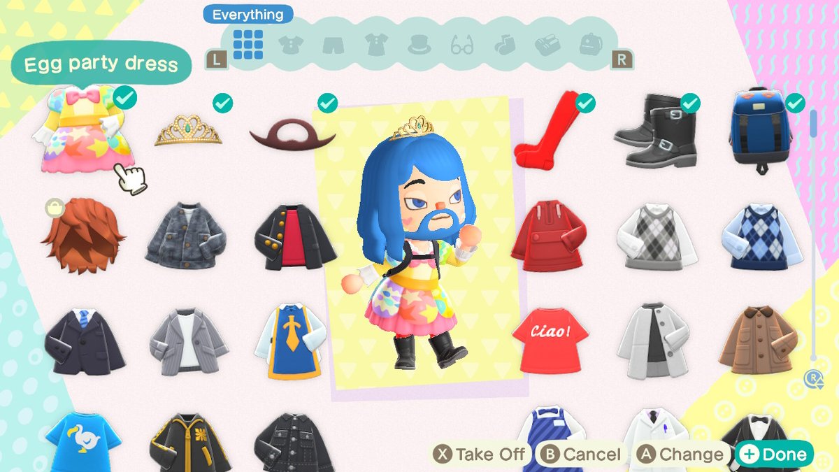 SigDoesStuff's tweet photo. @zaccastillo_ sent me a tiara so now I can finish my bearded trash queen look lol. #yasqween #gayboy #AnimalCrossing #ACNH #NintendoSwitch https://t.co/cw9WBQTCyf