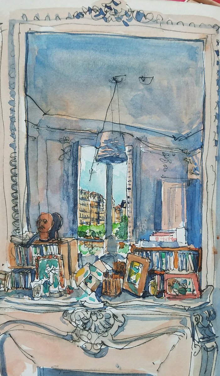 lescroquisdeBR's tweet photo. Reflets dans le miroir #aquarelle #watercolour #lockdownsketching https://t.co/5j2WmOEvmF