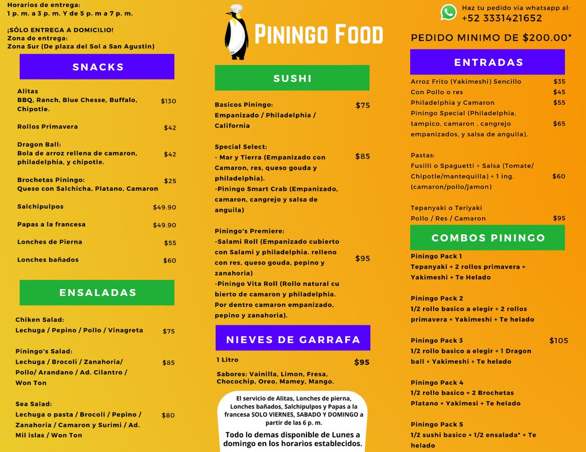 PiningoMX's tweet photo. ¿No sabes que comer? 🤔 
Disfruta nuestra comida en familia desde la comodidad de tú hogar. 😋🍽️

📦 Entrega a domicilio ¡Gratiuta! Para la zona sur.
⌚ Lun a dom de 1 a 3pm y de 5pm a 7:30pm
📝 Pedido mínimo de $200.00
📲 Haz tú pedido vía WhatsApp al 3331421652

#QuedateEnCasa https://t.co/VxzziEbUX7