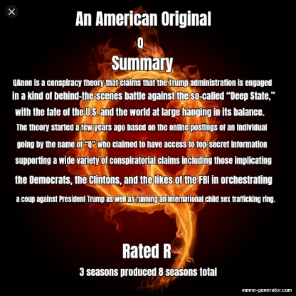 QANON =  #WWG1WGAWORLDWIDE By 2017 I was 1 day from being homeless. A great friend took me in.Months later, Saw Q drops of HRC arrest. Didn't matter that it didn't happen. It being discussed and spreading like wildfire. The Start of something HUGE!