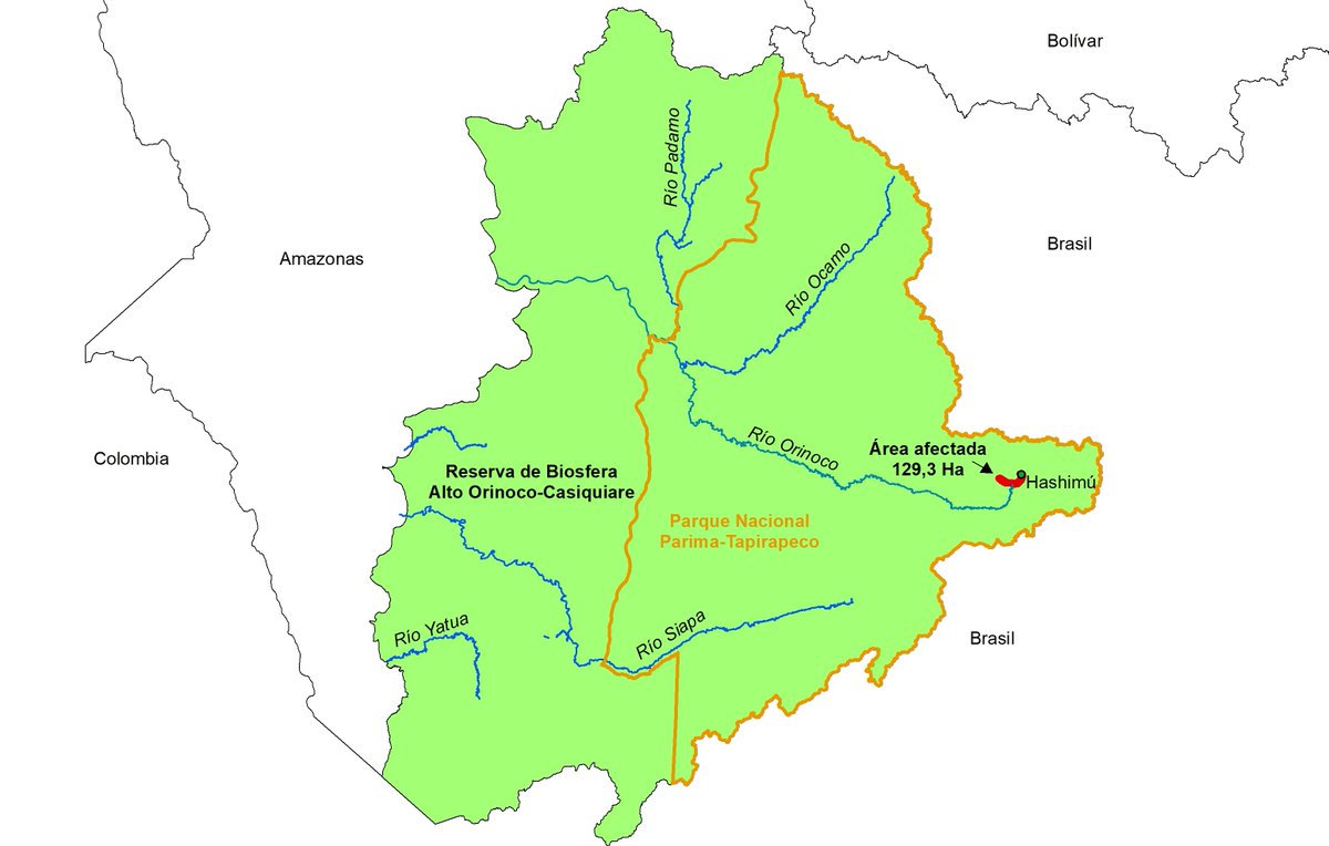 SOSOrinoco's tweet photo. MORE DENOUNCEMENTS BY VENEZUELAN #YANOMAMI: 40 #Garimpeiros ransack #Bloodgold in #Hashimu, Alto Orinoco Casiquiare Biosphere Reserve, Venezuela, since Oct 2019 with motor pumps &amp; rafts on the #Orinoco River, in cahoots with @GNBoficial of Cerro Delgado Chalbaud border crossing https://t.co/xUJqi2moDQ