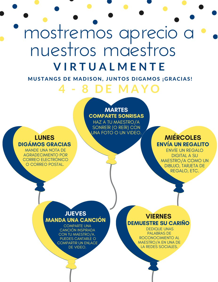 This week is Teacher Appreciation Week. Let's show our amazing Madison teachers some 💙 virtually.