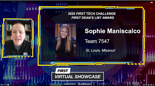 StJoeAngels's tweet photo. St. Joseph’s Academy and JoeBotics are proud to announce that Sophie Maniscalco ’21 was named as one of the ten @FTCTeams National Dean’s List Winners‼️ After hearing this exciting news at the #FIRSTVirtualShowcase, JoeBotics got together to celebrate this accomplishment! #STEM😇 https://t.co/pl7LFkem1A
