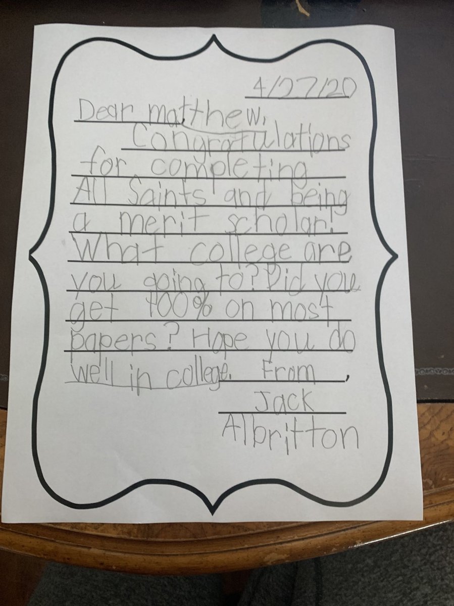 asesftw's tweet photo. First Grade has been busy at practicing their Friendly Writing unit by sending letters to @aseschoolseniors2020! #friendlyblue #theonetrueblue https://t.co/f9TDeL5wH3
