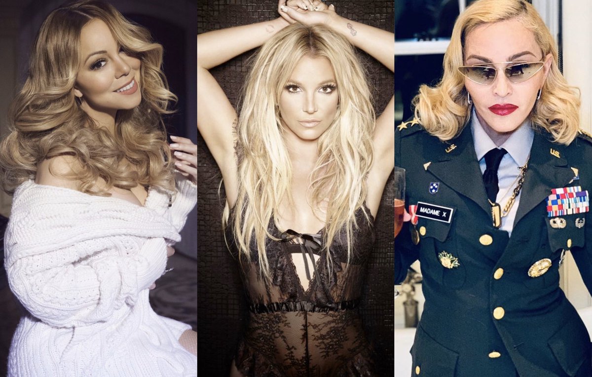 .@MariahCarey, @BritneySpears and @Madonna currently occupy the Top 3 spots on the US iTunes Pop Albums chart: 

1️⃣ ‘Charmbracelet’
2️⃣ ‘Glory’
3️⃣ ‘I Don’t Search I Find’ (Remixes)