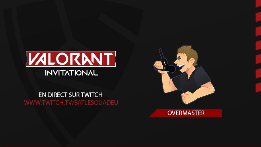 Nous sommes en direct sur twitch.tv/battlesquadeu pour la finale #VALORANT Invitational.

Le cast est assuré par notre très cher <a href="/Overmaster2/">Over 🚀</a> !🎙️

👊 Soyez au rendez-vous !
🍿  Venez voir le beau jeu !
