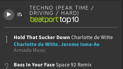 Congrats <a href="/CharlottedWitte/">Charlotte de Witte</a> your remix of Hold That Sucker Down reached no.1 (techno charts) on beatport today! 🙏🙌🍻 🤘