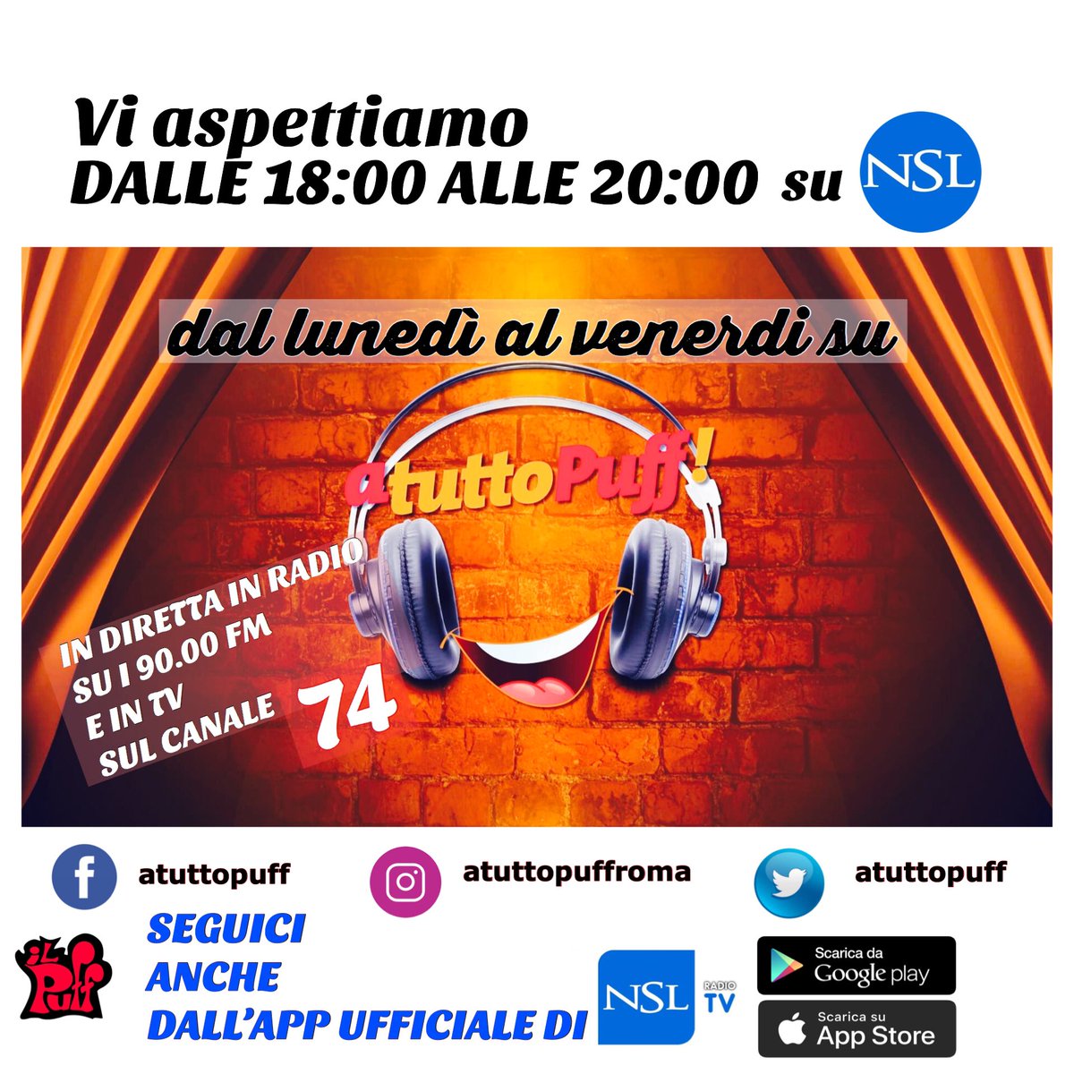 Da Domani Ore 18:00 TV e Radio in diretta <a href="/RadioNsl/">Nsl Radio Tv</a> #atuttopuff #atuttopuffroma
#landofiorini
#ilpuff