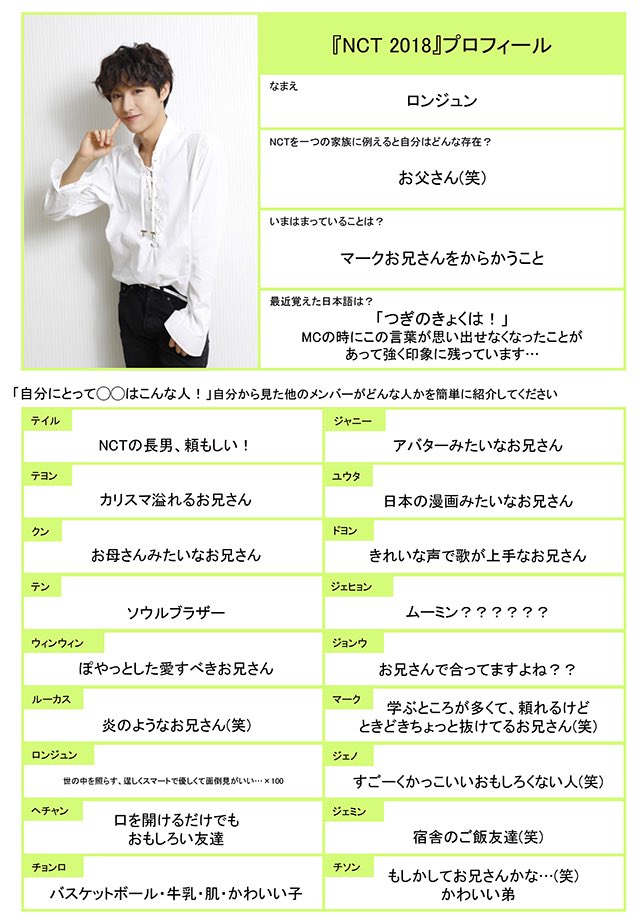 nct_official_jp (renjun & jaemin profile) jaemin > renjun: the shoulders as wide as pacific ocean!! my important member! i love u! i love u! renjun > jaemin: the friend i dine with in at dorm (laughs)