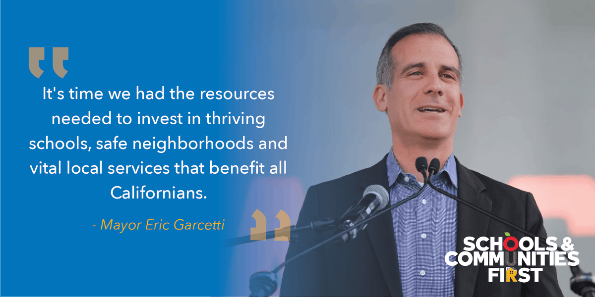 Schools1stCA's tweet photo. Thank you, Los Angeles Mayor @EricGarcetti for your commitment to put our #SchoolsAndCommunitiesFirst.

Together we can invest much-needed resources into our public health and California’s future! https://t.co/YXDX2m2G5A