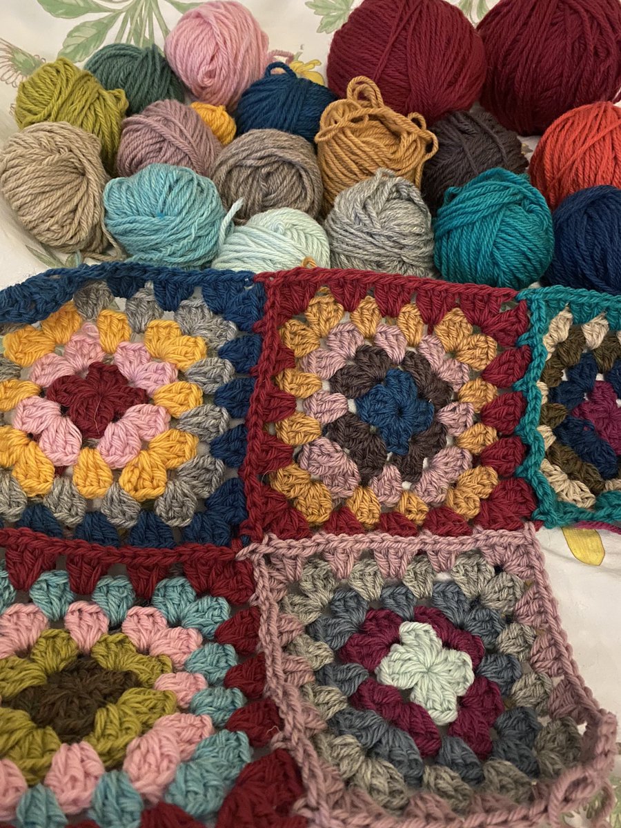 erinshinestitch's tweet photo. Iโve started another lockdown blanket. Itโs using left overs from another project but will undoubtably mean I end up buying more wool! ๐งถ #crochet #creativity #rowanwool https://t.co/v6s7AgUQQb