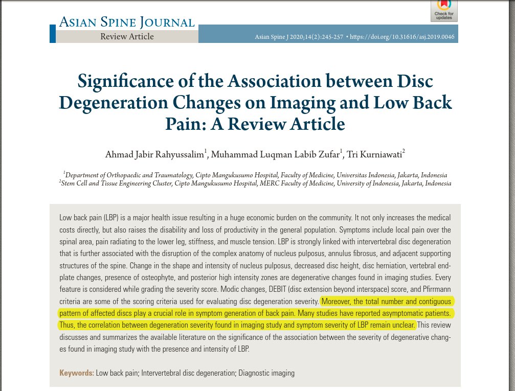 PhysioMeScience's tweet photo. Significance of the Association between Disc Degeneration Changes on Imaging and Low Back Pain: A Review Article.

https://t.co/X9DIkgCNWK https://t.co/zEkLpBbxlr