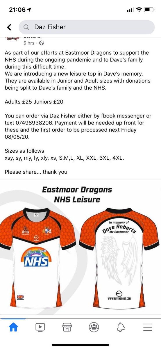 dazfisher13's tweet photo. Hi everyone please see my post on fbook and get in touch with orders thank you. @TheRFL @EastmoorARLFCOA @stateofmindsprt @WTrinityRL @NHSuk @GrassRootsRL @RLCares https://t.co/MWVMMpuRTK