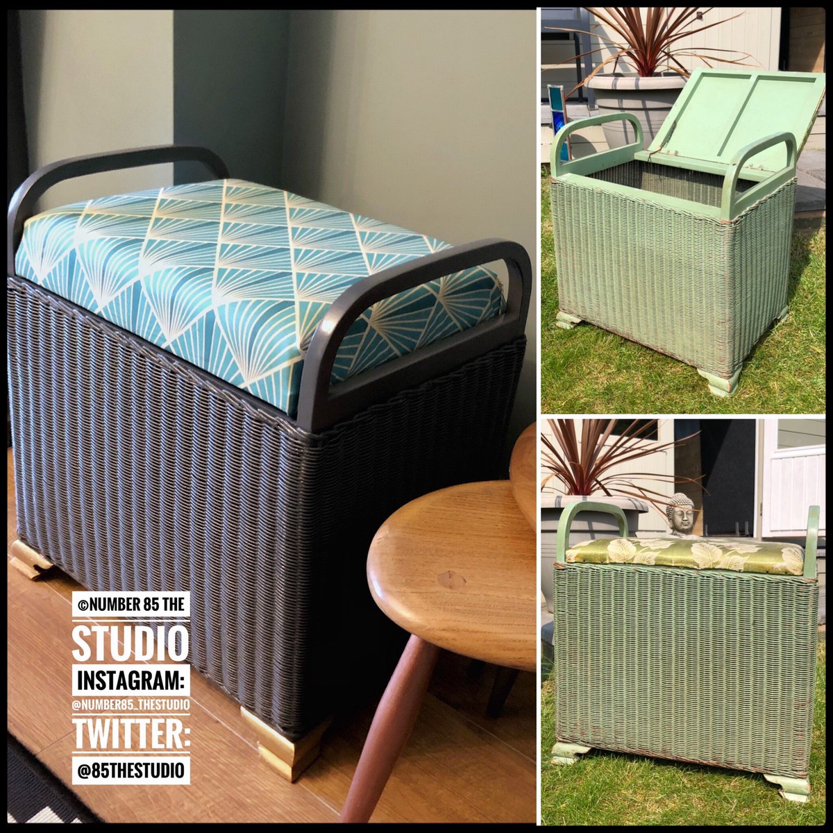 85TheStudio's tweet image. Hello @BrumHour So my apprentice monkey at @85TheStudio has finished his 1st piece this  #LloydLoom 1939 storage seat, replacing with new foam &amp;amp; #deco fabric from Germany by @Spoonflower @SpoonflowerHome paint @MakeItRustoleum graphite. #spoonflower #lloydloom #brumhour