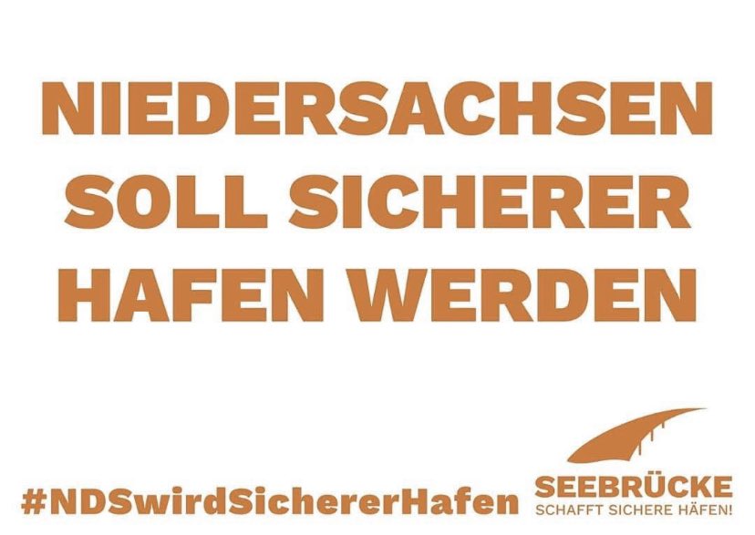Heute startet unsere Kampagne #NDSwirdSichererHafen. Gemeinsam können wir Niedersachsen zum sicheren Hafen für Geflüchtete machen.
Macht mit, indem ihr ein Foto mit eurem Schild „Niedersachsen soll Sicherer Hafen werden“ macht, postet und <a href="/SeebruckeNDS/">Seebrücke Niedersachsen - #NDSwirdSichererHafen</a> verlinkt.
#LeaveNoOneBehind
