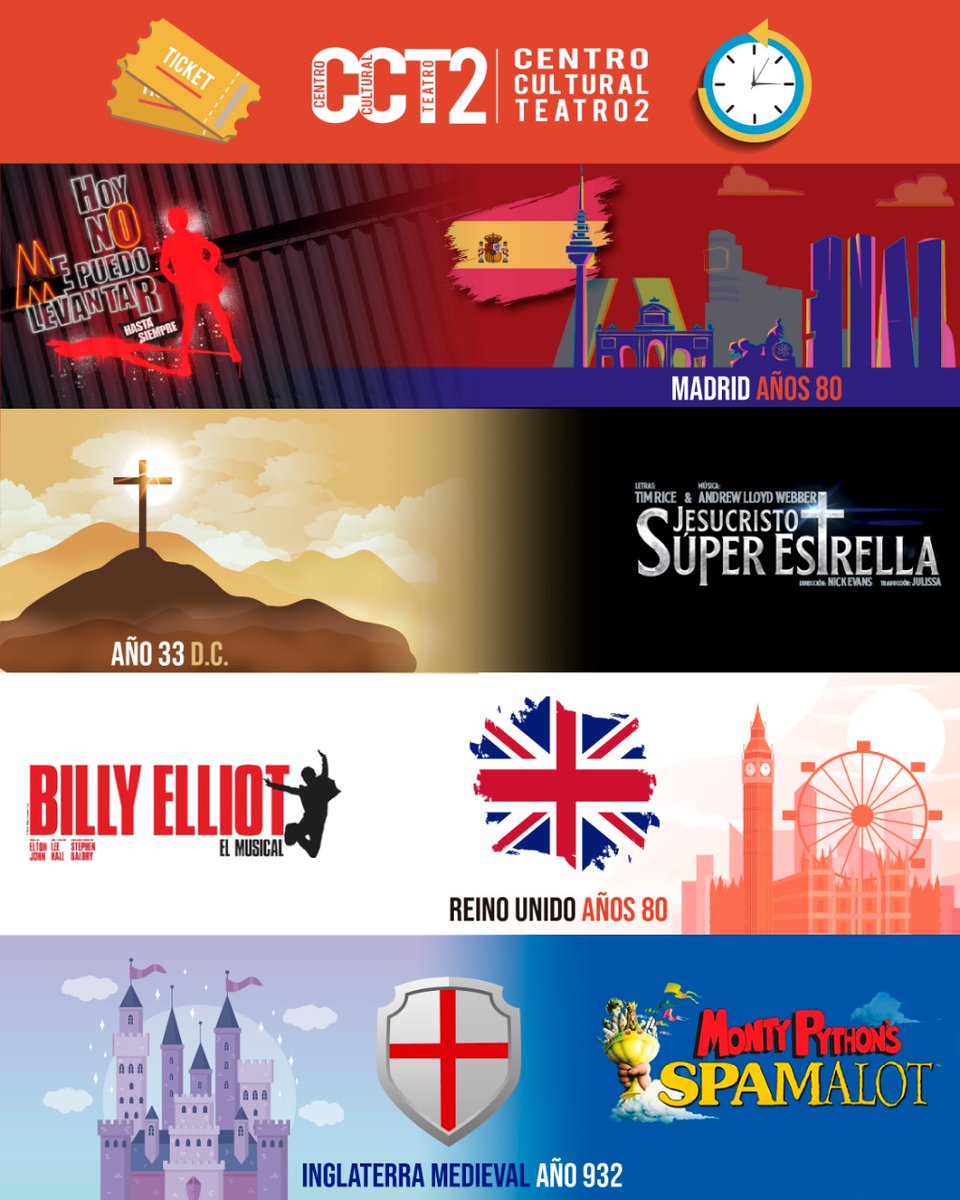 CC_Teatro2's tweet photo. ¿#SabíasQue una visita al teatro puede ser un viaje en el tiempo?🎭⏰

#CCT2 #HNMPL #JSE #Spamalot #BillyElliot #GouProducciones https://t.co/rVhZ5XxrqQ