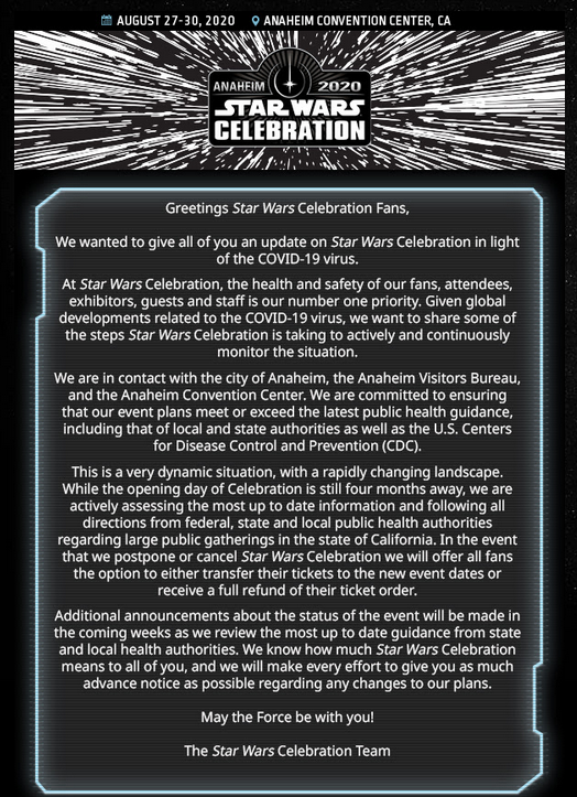 Stephen_Stanton's tweet photo. #ICYMI Here's a #Sunday update on #StarWars Celebration! #SWCA2020 https://t.co/ISP23UZaEe https://t.co/IPWlnUo7yA