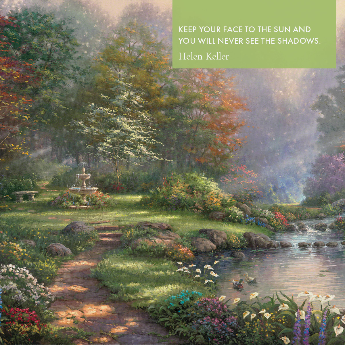 ThomasKinkadeCo's tweet photo. Sunday Inspirational: Keep your face to the sun and you will never see the shadows. - Helen Keller
To learn more about this art, "Reflections of Faith", visit https://t.co/rSLMwrxBY9.
#thomaskinkadestudios #reflectionsoffaith #SundayInspirational #InspirationalQuote https://t.co/lWTJZsIosm