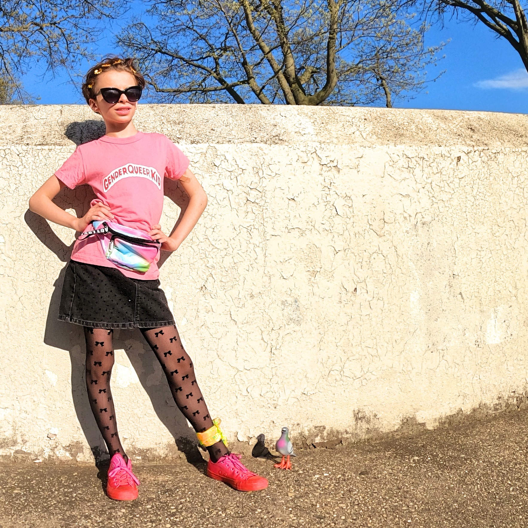Desmond Napoles on X I m a Genderqueer Kid PROUD Shirt House of Legendary Children Pins Fanny Pack claires Skirt primark Tights katespadeny Shoes converse More https t cd12o34q0X desmondisamazing d...