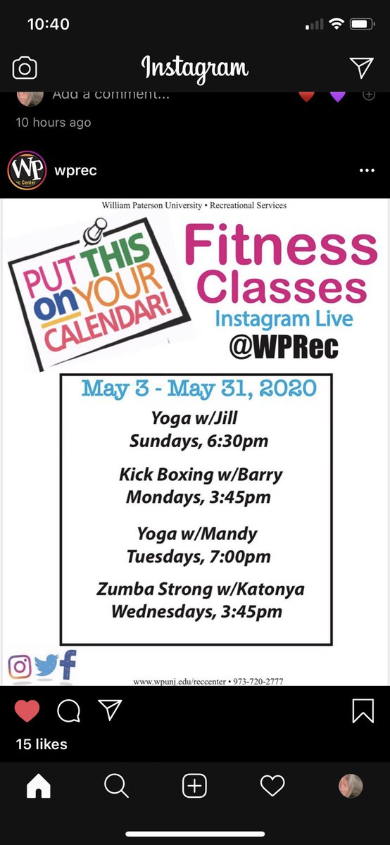 WPCHWCenter's tweet photo. Check out all the great classes offered by @WPRec #stayhealthy #wpUmatter #collegehealth #loveyourbody https://t.co/9Sf7AzPC2L