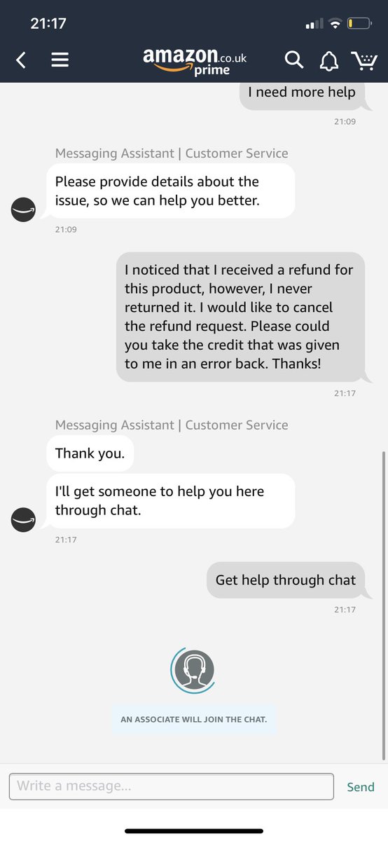 Alesanapd's tweet photo. @JeffBezos @amazon you might want to update your controls around returns. Just contacting your customer service to cancel a refund for the item I never returned 😂 #takemymoneyback #amazon #AmazonWishList https://t.co/LEzukh7lZh