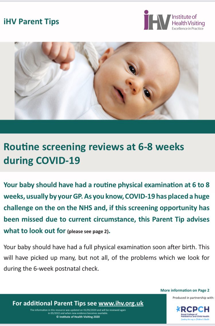 The Institute of Health Visiting Parent Tips covers the importance and the details of the 6-8 week check during COVID-19 <a href="/iHealthVisiting/">iHV</a> 
bit.ly/2WuoJzZ